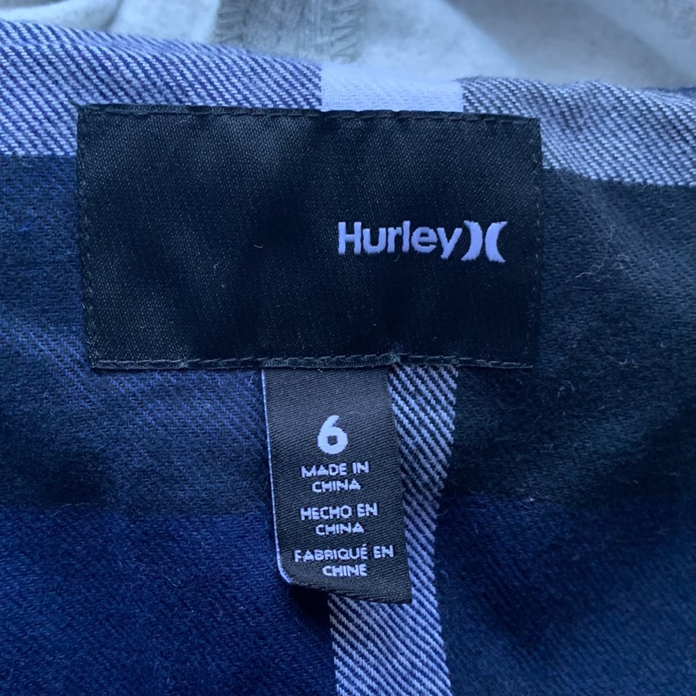 HURLEY fleece Hooded check print Shacket.  Boy’s 6US - Picture 6 of 9